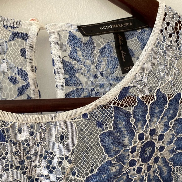 BCBG Max Azria Lace Embroidered Striped Top XXS - Picture 2 of 6